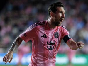 Lionel Messi, del Inter Miami, celebra un gol ante el Nashville en el Chase Stadium en Fort Lauderdale, Florida. EFE/EPA/CRISTOBAL HERRERA-ULASHKEVICH