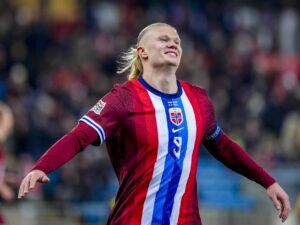 Erling Haaland celebra un gol con la selección noruega. EFE/EPA/Terje Pedersen Mundial