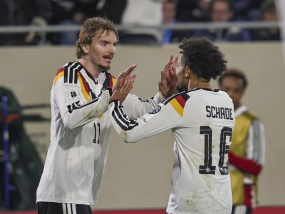 Nick Woltemade de Alemania celebra un gol contra Luxemburgo durante el partido de fase de clasificación para el Mundial de 2026. EFE/EPA/RONALD WITTEK