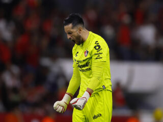 Camilo Vargas de Atlas celebra un gol en un partido de la Liga MX entre Atlas y Guadalajara en el Estadio Jalisco en Guadalajara (M??xico). Imagen de archivo. EFE/ Francisco Guasco