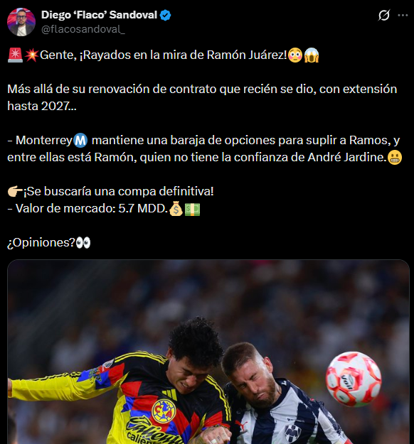Rayados tendría listo el reemplazo de Sergio Ramos y sufre el América Rayados tendría listo el reemplazo de Sergio Ramos y sufre el América