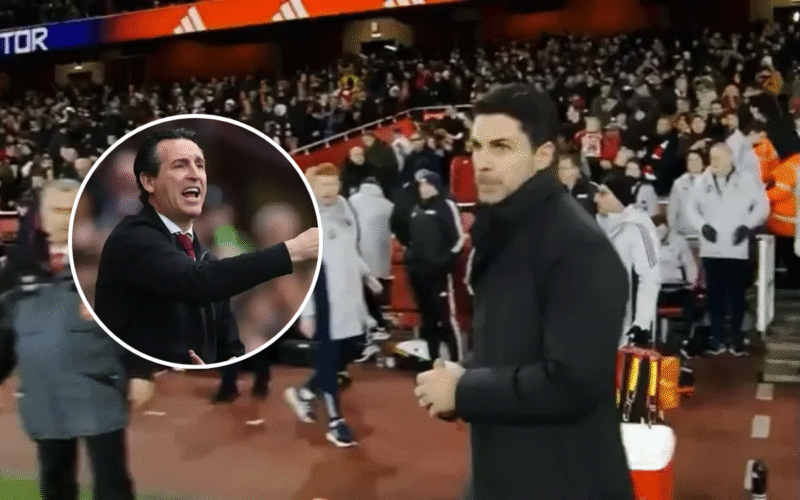 Mikel Arteta no encontró a Unai Emery tras la finalización del partido. Captura de pantalla.