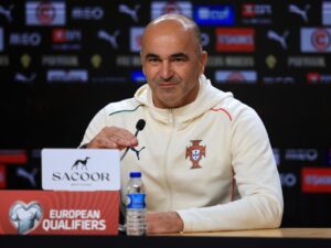 El seleccionador nacional de Portugal, Roberto Martínez, durante una rueda de prensa. EFE/EPA/Estela Silva