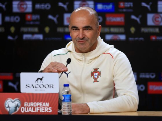 El seleccionador nacional de Portugal, Roberto Martínez, durante una rueda de prensa. EFE/EPA/Estela Silva