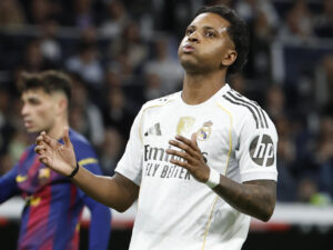 El delantero del Real Madrid Rodrygo Silva de Goes en el estadio Santiago Bernabéu en foto de archivode Chema Moya. EFE
