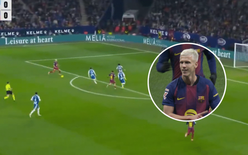Golazo de Dani Olmo en el Espanyol - Barcelona. Captura de pantalla.