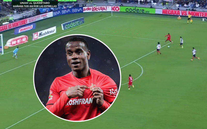 Golazo del jugador de Toluca, Helinho, ante Monterrey en el Clausura 2026. Captura de pantalla.