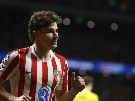 El delantero argentino del Atlético de Madrid, Julián Álvarez, en el estadio Metropolitano, en Madrid. en foto de archivo de Juanjo Martín. EFE
