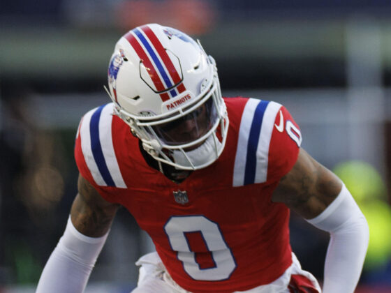 Fotograf??a de archivo del esquinero colombiano de New England Patriots, Christian Gonz??lez, quien este lunes ha celebrado la clasificaci??n de su equipo para disputar el Super Bowl, este 8 de febrero en Santa Clara (California). EFE/EPA/CJ GUNTHER