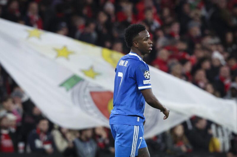 Vinicius, durante el partido de ida de la fase de acceso a octavos de la Liga de Campeones. EFE/EPA/JOSE SENA GOULAO