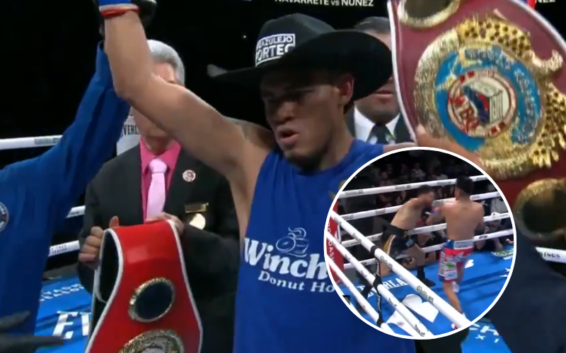 Emanuel Navarrte nuevo campeón unificado de peso superpluma. Captura de pantalla.