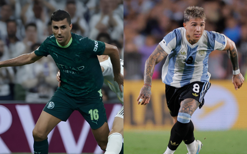 Rodri con el Manchester City y Enzo Fernández con la Selección de Argentina. FOTOS: EFE/Juanjo Martín y Juan Ignacio Roncoroni Real Madrid