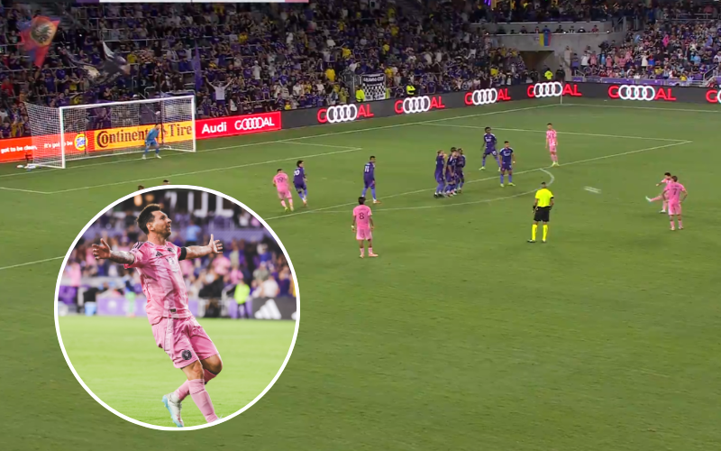 Lionel Messi celebrando su gol ante Orlando en la MLS. / X: @InterMiamiCF