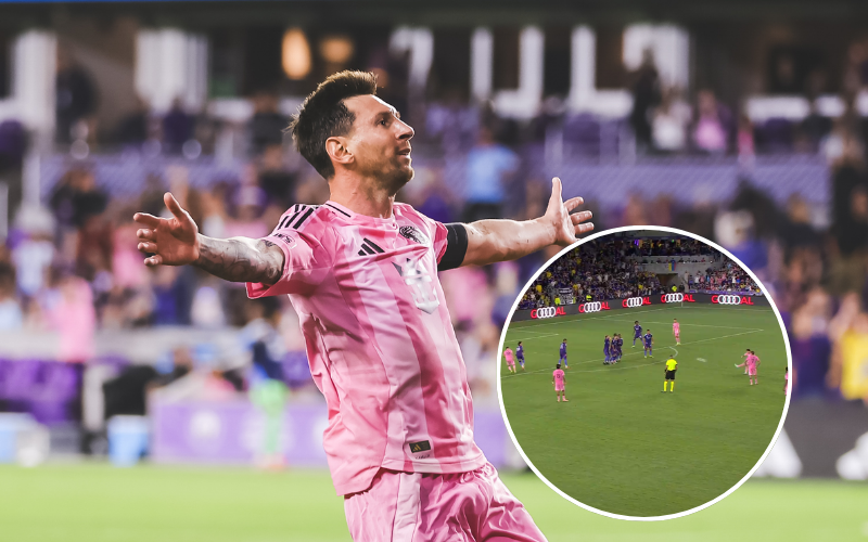 Lionel Messi celebrando su gol ante Orlando en la MLS. / X: @InterMiamiCF