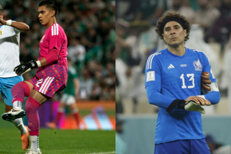 MEX8759. TORREÓN (MÉXICO), 12/11/2025.- José Rangel (d) de México disputa un balón con Rodrigo Aguirre (i) de Uruguay este sábado, durante un partido amistoso entre Uruguay y México en el estadio Corona en Torreón (México). EFE/ Antonio Ojeda El Tuca Ferretti argumentó que las carencias de Luis Malagón y Rangel le están abriendo las puertas a Guillermo Ochoa. Foto: EFE