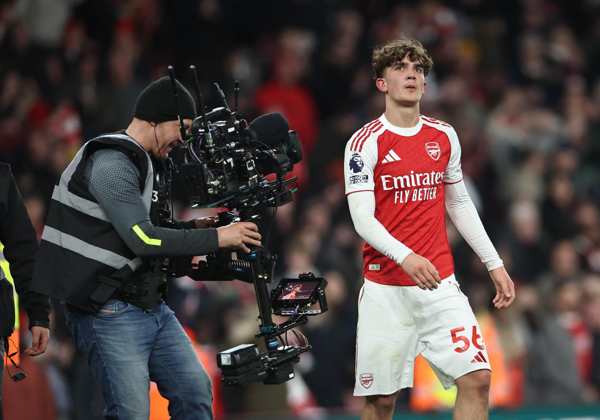 Max Dowman, al término del partido del Arsenal. EFE/EPA/NEIL HALL.