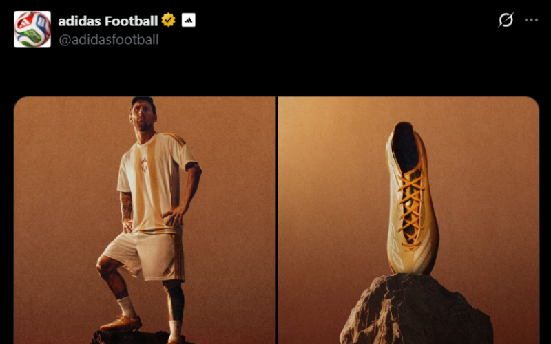 Adidas anunca el lanzamiento de "Hora Dorada" línea exclusiva de botines para Lionel Messi. Captura de pantalla (Adidas).