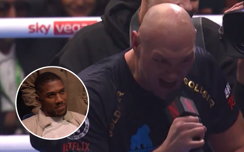 Tyson Fury reta en directo a Anthony Joshua a un combate. Captura de pantalla (Netflix).