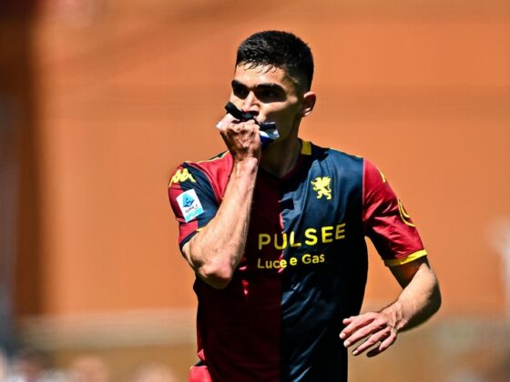 Genoa (Italy), 17/05/2026.- Genoas defender Johan Vasquez celebrates after scoring a goal during the Italian Serie A soccer match Genoa CFC vs AC Milan at Luigi Ferraris stadium in Genoa, Italy, 17 May 2026. (Italia, Génova) EFE/EPA/Stringer