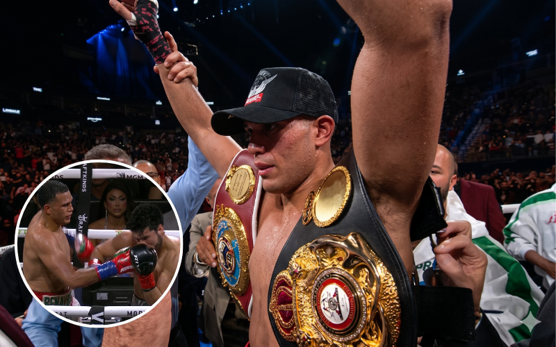 David Benavidez ser corona campeón mundial tras vencer a 'Zurdo' Ramírez. Captura de pantalla (DAZN).