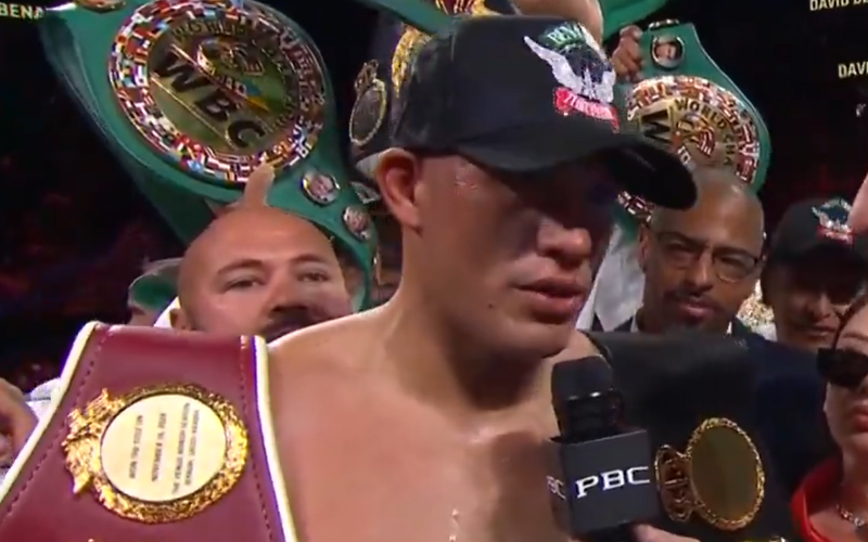 Declaraciones post-pelea de David Benavidez. Captura de pantalla (DAZN).