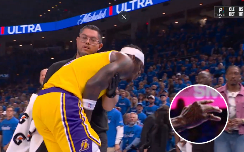 Lesión terrorífica de Jared Vanderbilt en el partido entre Lakers y Thunder. Captura de pantalla.
