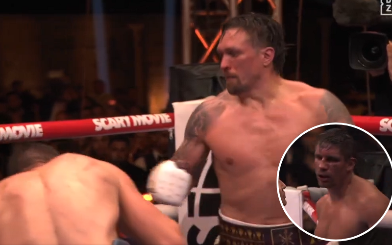 Oleksandr Usyk derrota a Rico Verhoeven. Captura de pantalla (DAZN).