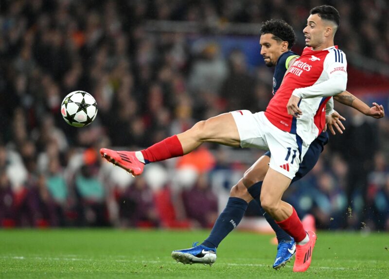 Martinelli y Marquingos, en una foto de archivo durante un PSG-Arsenal. EFE/EPA/DANIEL HAMBURY