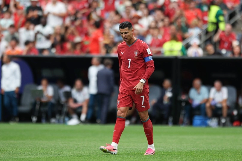 Houston (Estados Unidos), 17/06/2026.- El portugués Cristiano Ronaldo reacciona tras el partido de la fase de grupos de la Copa Mundial de la FIFA 2026 entre Portugal y la RD del Congo, en Houston, Texas, EE. UU., el 17 de junio de 2026. EFE/EPA/MIGUEL A. LOPES