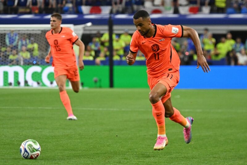 DALLAS (United States), 14/06/2026.- Cody Gakpo of Netherlands in action during the FIFA World Cup 2026 group stage match Netherlands against Japan, in Dallas, Texas, USA, 14 June 2026. (Japón, Países Bajos; Holanda) EFE/EPA/ALBERT PENA