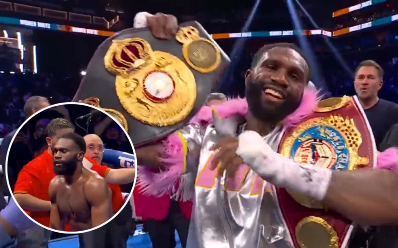 Jaron Ennis es el nuevo campeón superwélter, tras derrotar a Xander Zayas. Captura de pantalla.