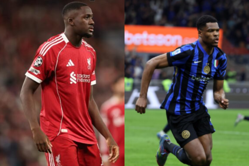 El jugador del Liverpool Ibrahima Konate en foto de archivo de ADAM VAUGHAN. EFE MILAN (Italy), 18/05/2025.- Inter Milans Denzel Dumfries celebrates scoring the 2-1 goal during the Italian Serie A soccer match between FC Inter and SS Lazio, in Milan, Italy, 18 May 2025. (Italia) EFE/EPA/MATTEO BAZZI