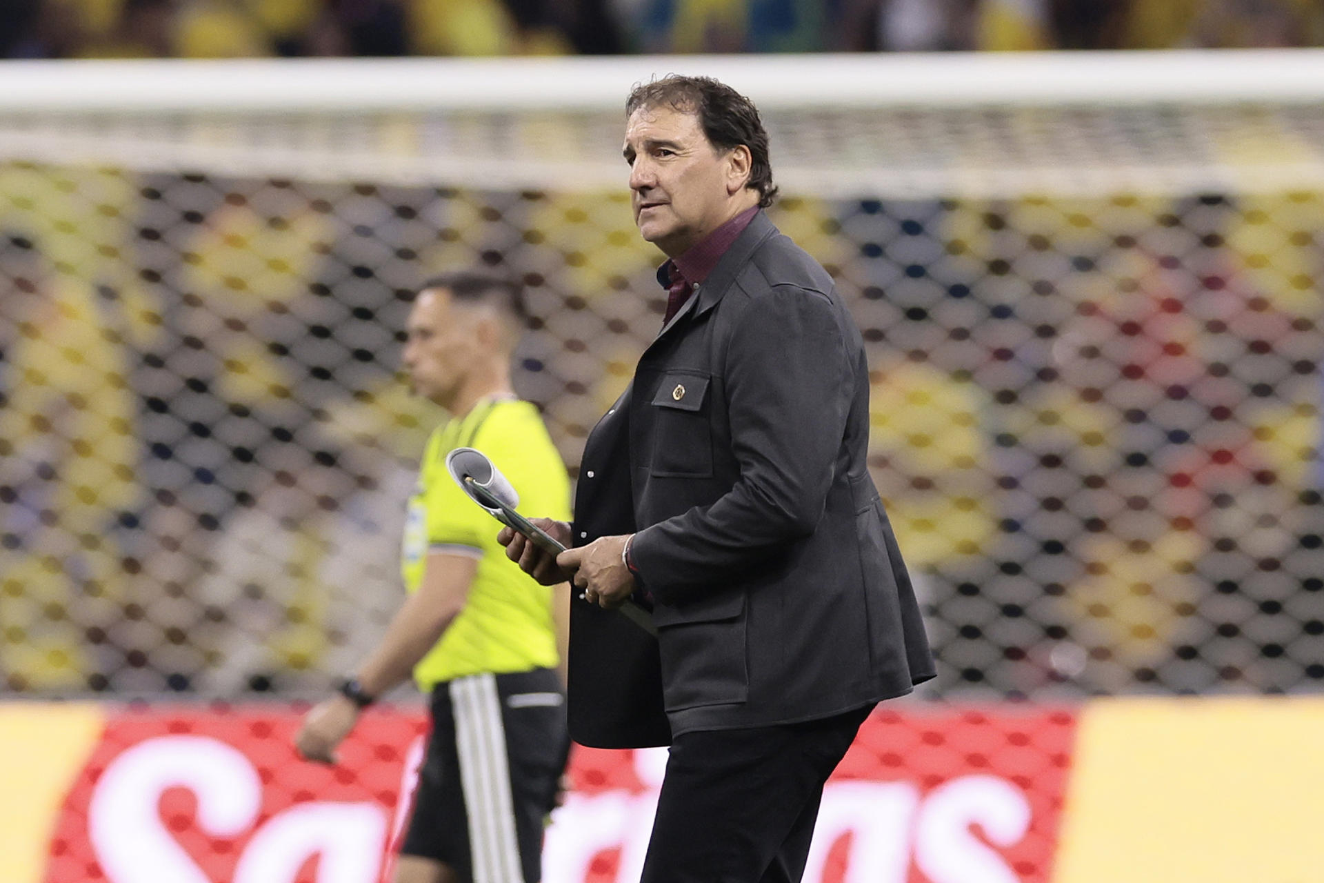 El seleccionador de Colombia, Néstor Lorenzo definió como merecida la victoria en el debut mundialista por 1-3 sobre Uzbekistán en Ciudad de México. EFE/ José Méndez