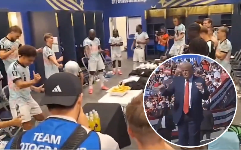 Selección de Bélgica celebra imitando a Donald Trump. Captura de pantalla.