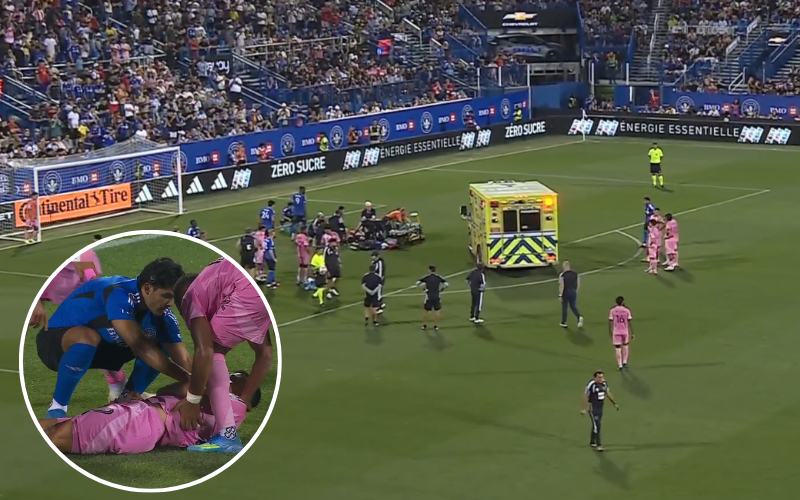 Germán Berterame abandonó la cancha en ambulancia. Captura de pantalla.