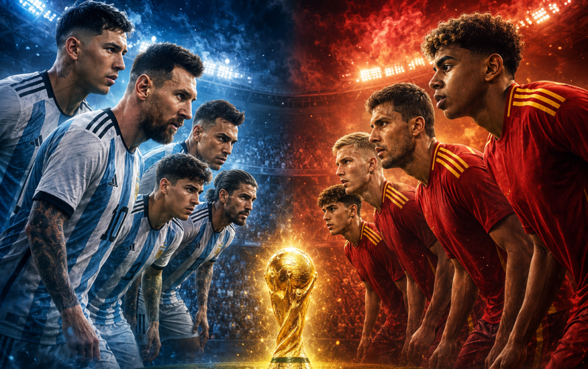 Argentina y España disputarán el partido final del Mundial 2026, aunque una predicción, que ya acertó los últimos 4 campeones del mundo, dio su veredicto. Imagen generada por Chatgpt.