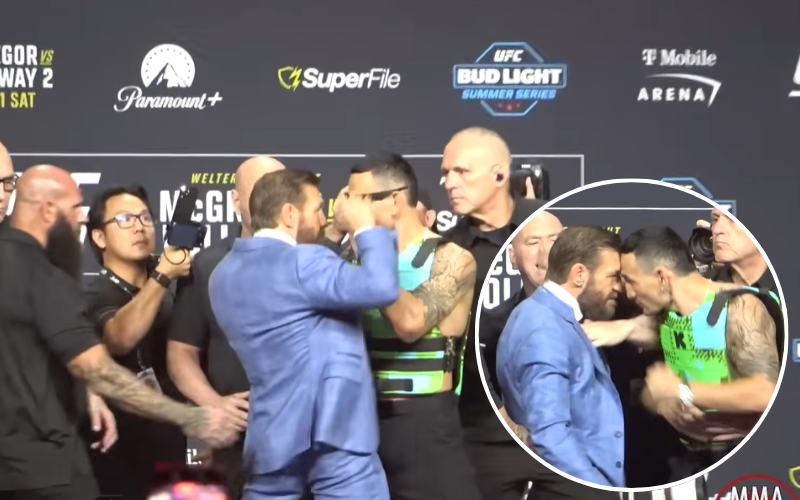 Intenso careo entre Conor McGregor y Max Holloway. Captura de pantalla.