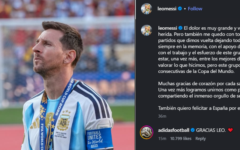 Mensaje de Messi tras perder la final ante España. Captura de pantalla.