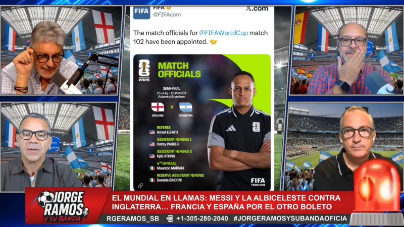 Jorge Ramos y su banda analizan la designación arbitral para Argentina - Inglaterra.