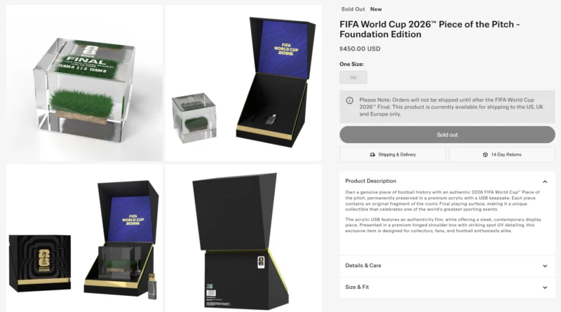 ¡Más de 400 dólares! FIFA lanza a la venta césped de final del Mundial Venta del césped del Mundial. Captura de pantalla (FIFA Store).