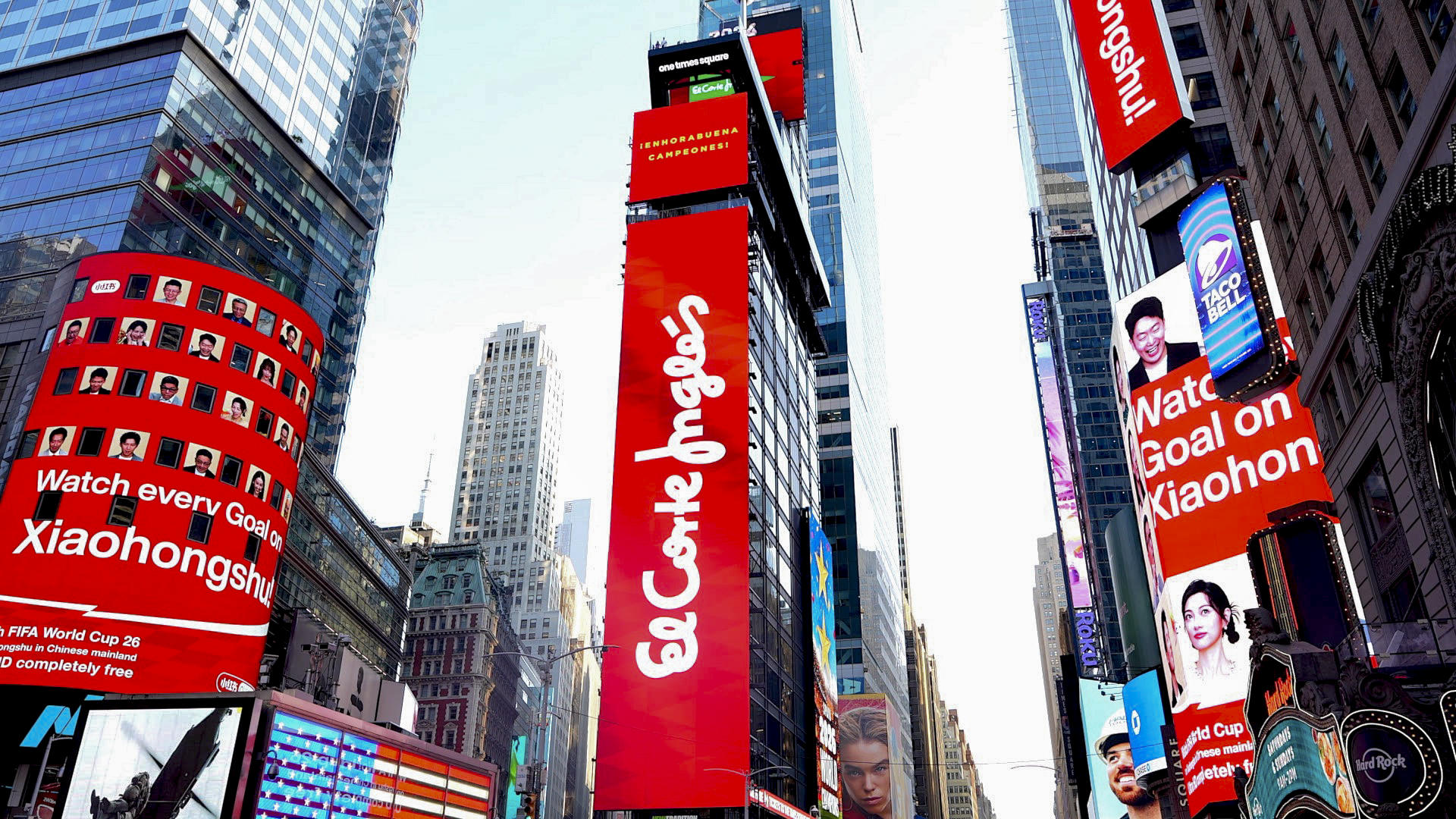 Francia y Alemania proyectan una alianza para el Mundial 2038 y 2042 Entre las gigantescas pantallas publicitarias en la icónica plaza de Times Square destaca un llamativo anuncio de El Corte Inglés para celebrar la victoria de la selección española de fútbol en el Mundial 2026. Times Square, habitual escenario de celebraciones deportivas y grandes acontecimientos ha sido uno de los principales puntos de reunión para los aficionados de la Copa del Mundo. EFE