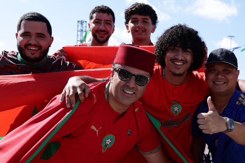 Hinchas de Marruecos por las calles de Houston, USA. EFE/EPA/CHRISTOPHER NEUNDORF