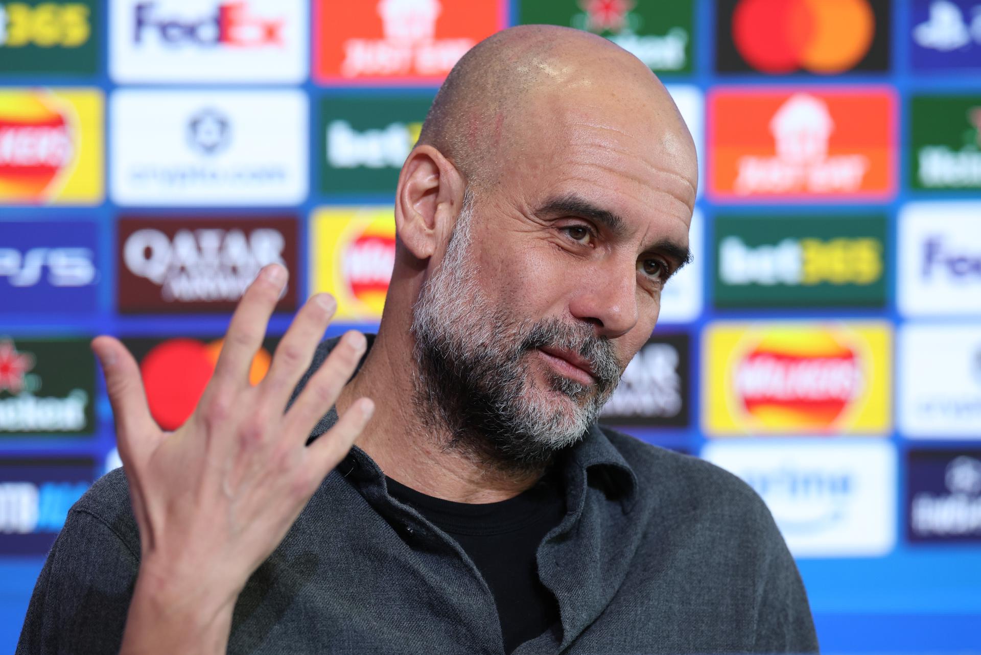 Pep Guardiola en rueda de prensa durante un partido de Liga de Campeones. EFE/EPA/ADAM VAUGHAN