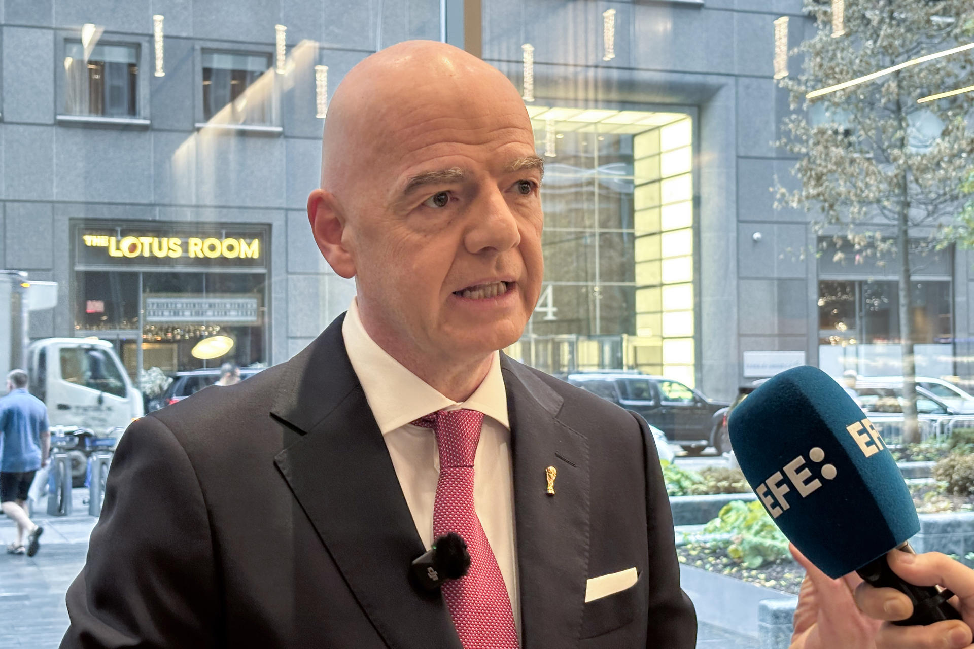 Fotografía del pasado 23 de junio, en la que puede verse al presidente de la FIFA, Gianni Infantino, durante el reciente Mundial de Estados Unidos, México y Canadá. EFE/ Jan Téllez Asensio
