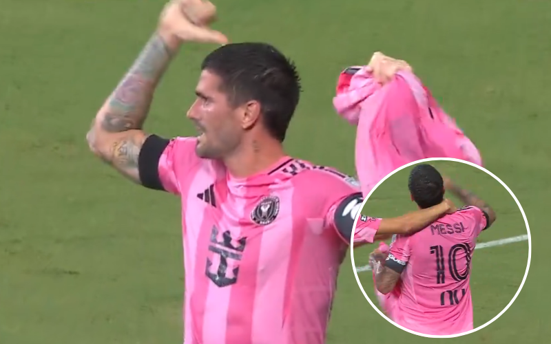 Rodrigo de Paul le dedica su gol a Lionel Messi. Captura de pantalla.