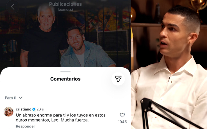 El viral mensaje de Cristiano Ronaldo a Lionel Messi en Instagram. Captura de pantalla.
