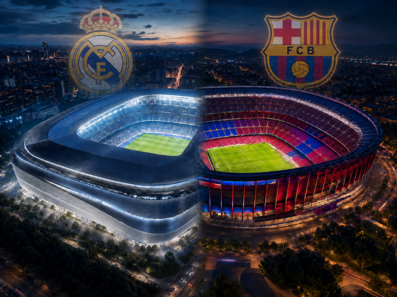 A menos de 3 semanas del cierre del mercado, Real Madrid y Barcelona ultiman detalles de los fichajes para la temporada 2026-2027. Imagen generada por Chatgpt.