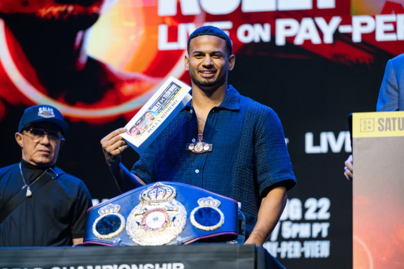 "Rolly" Romero calienta su combate con Teófimo López: “Pelea del Año” Rolly vs Teofimo Kickoff Press Conference. Ryan Hafey/Premier Boxing Champions