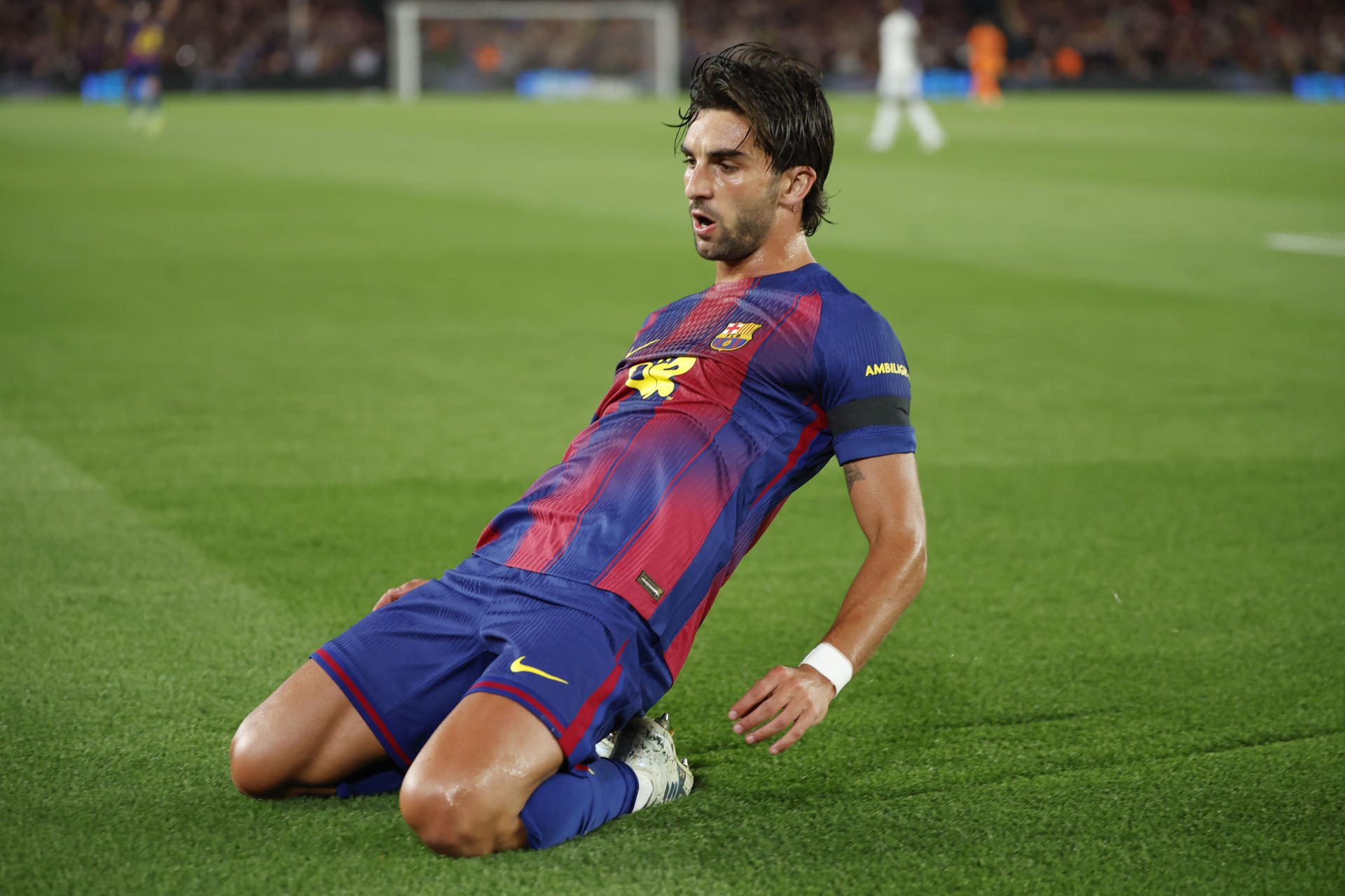 El delantero del FC Barcelona Ferrán Torres celebra un gol la pasada temporada. EFE/Andreu Dalmau